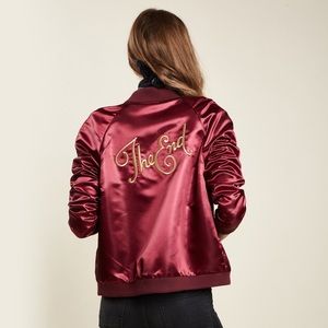 Valfré Red Satin "The End" Bomber Jacket